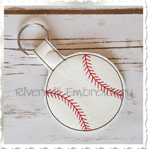 Baseball or Softball In The Hoop Snap Tab Key Fob Machine Embroidery Design