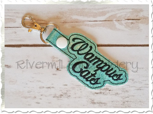 Wampus Cats In The Hoop Snap Tab Key Fob Machine Embroidery Design