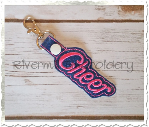 Cheer In The Hoop Snap Tab Key Fob Machine Embroidery Design