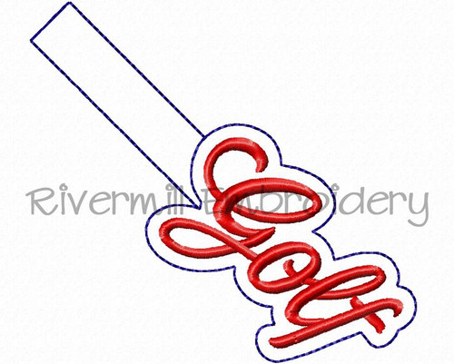 Golf In The Hoop Snap Tab Key Fob Machine Embroidery Design