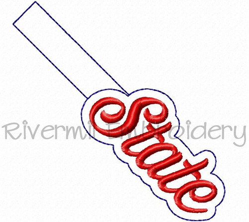 State In The Hoop Snap Tab Key Fob Machine Embroidery Design