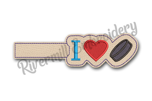 I Heart Hockey In The Hoop Snap Tab Key Fob Machine Embroidery Design