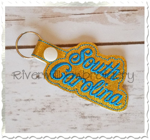 South Carolina In The Hoop Snap Tab Key Fob Machine Embroidery Design