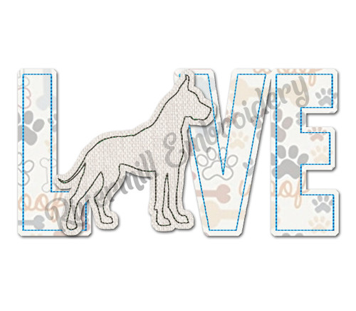 Raggy Applique Great Dane (Cropped) Love Machine Embroidery Design