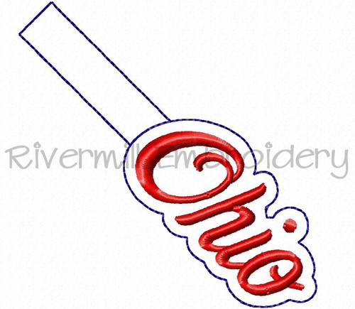 Ohio In The Hoop Snap Tab Key Fob Machine Embroidery Design