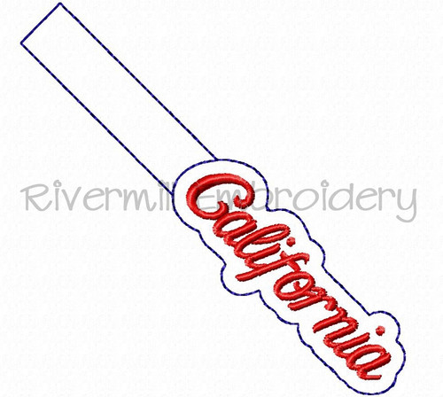 California In The Hoop Snap Tab Key Fob Machine Embroidery Design