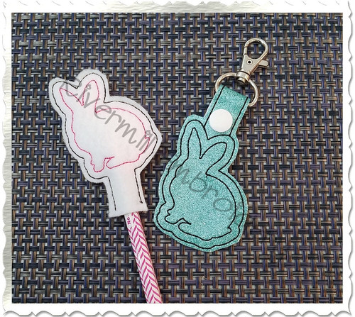 Rabbit / Bunny In The Hoop Pencil Topper & Snap Tab Combo Machine Embroidery Design