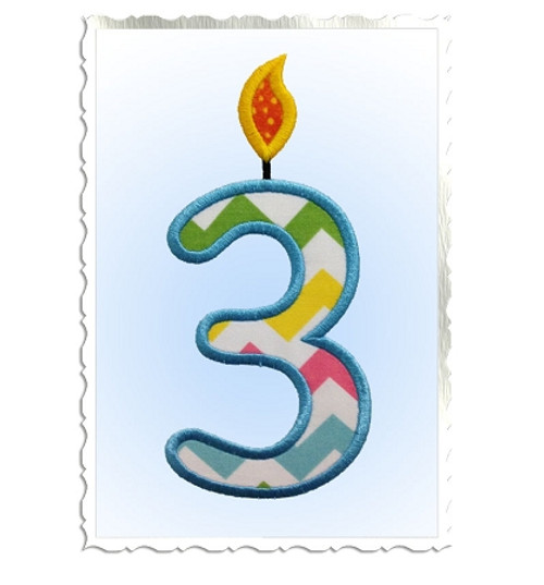 Applique Birthday Candle Numbers Machine Embroidery Design