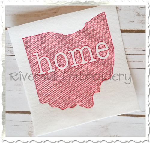 Sketch Style Ohio Home Machine Embroidery Design