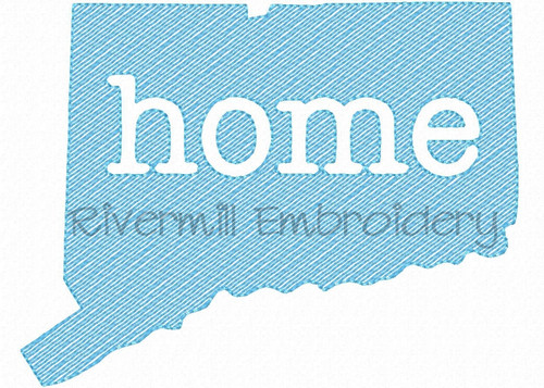 Vintage Sketch Style Connecticut Home Machine Embroidery Design