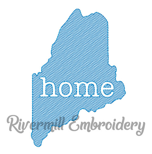 Sketch Style Maine Home Machine Embroidery Design