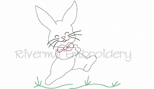 Bunny Rabbit Vintage Style Machine Embroidery Design