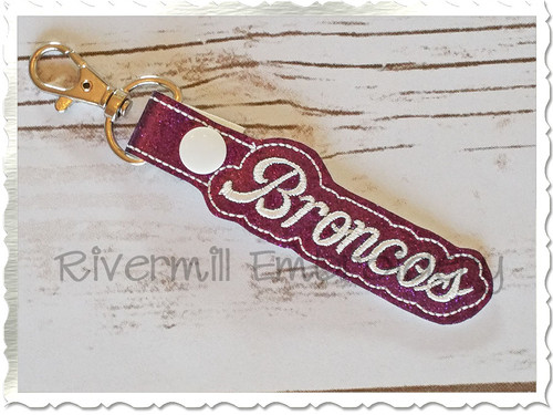 Broncos In The Hoop Snap Tab Key Fob Machine Embroidery Design Version 1