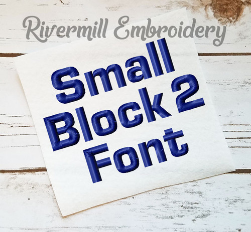Small Block Machine Embroidery Font - Version 2