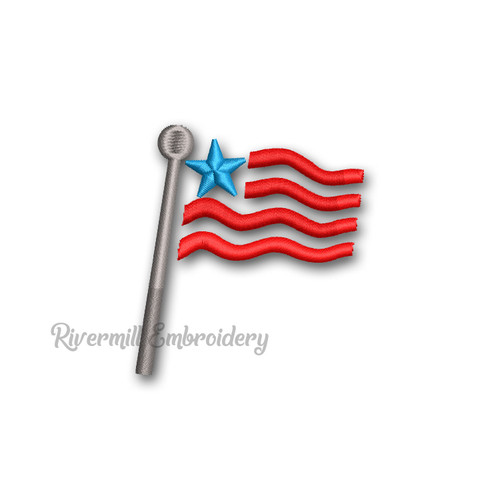 Mini American Flag Machine Embroidery Design