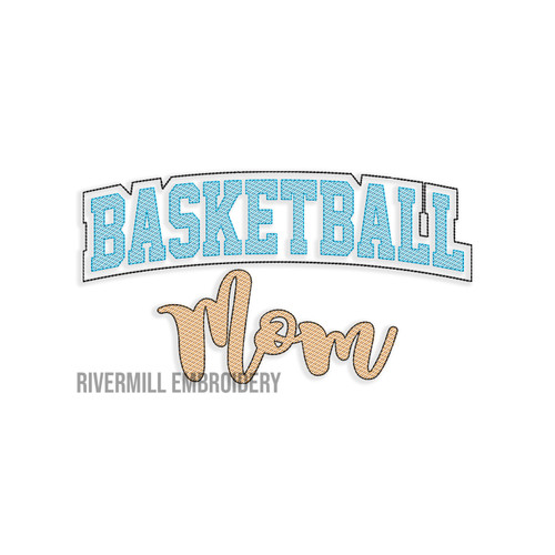 Basketball Mom Sketch Machine Embroidery Design