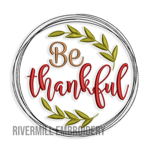 Be Thankful Machine Embroidery Design