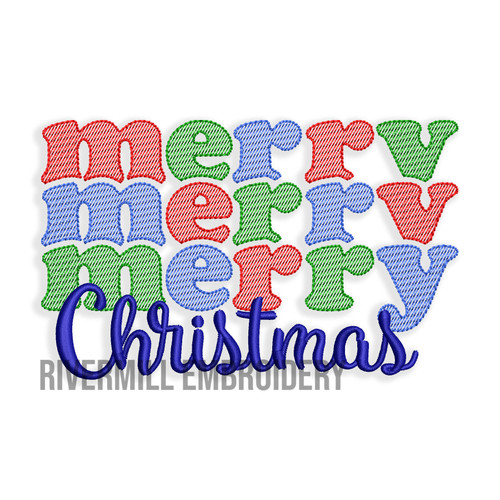 Merry Christmas Sketch Machine Embroidery Design