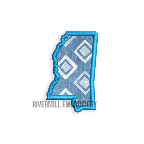 Small Applique State of Mississippi Machine Embroidery Design