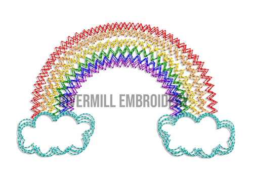 Quick Stitch Zig Zag Rainbow Machine Embroidery Design