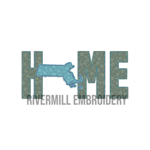 Raggy Applique Massachusetts Home Machine Embroidery Design