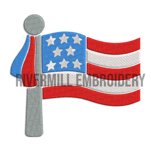 Cute American Flag Machine Embroidery Design
