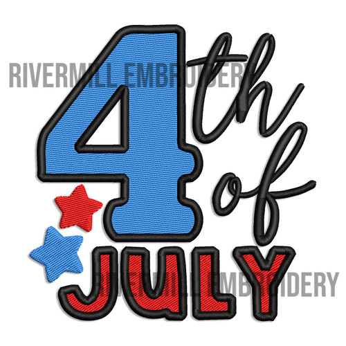 Fourth 4th of July Machine Embroidery Design