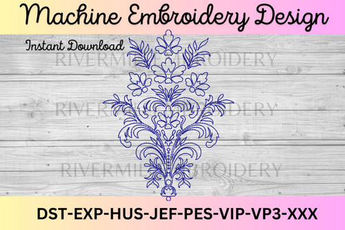 Floral Decorative Ornament Bean Stitch Machine Embroidery Design
