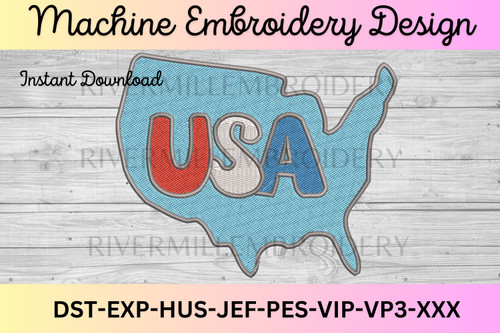 Red White & Blue USA United States Machine Embroidery Design