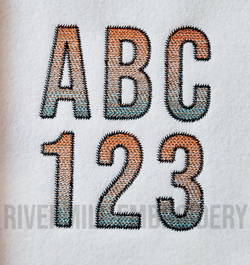 Walter 2 Color Gradient Machine Embroidery Alphabet