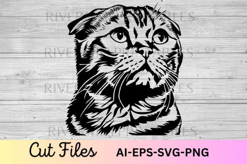 Scottish Fold Cat SVG AI EPS Cut File