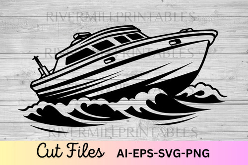 Boat in a Lake SVG AI EPS Cut File