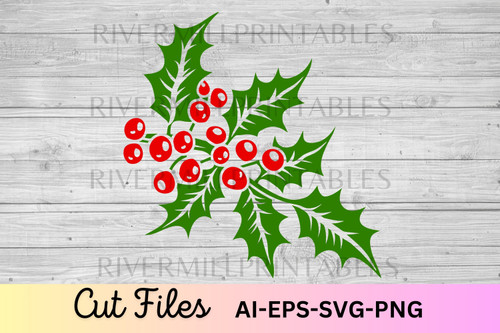 Holly & Berries SVG EPS DXF Cut File