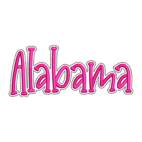 Alabama AL with a Bean Stitch Outline Machine Embroidery Design