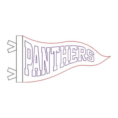 Panthers Wavy Pennant Flag Bean Stitch Raggy Applique Machine Embroidery Design