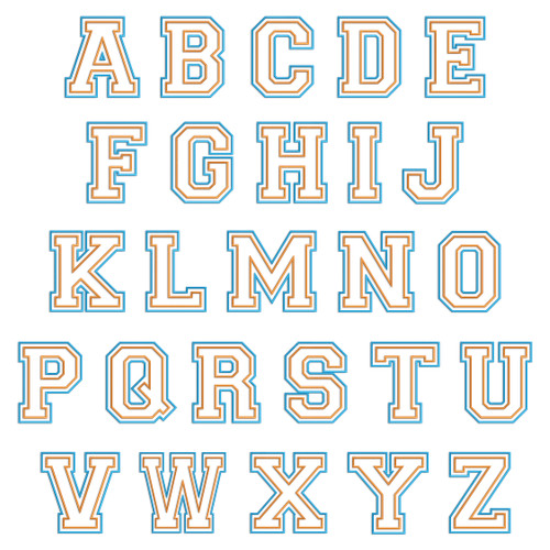 Large Double Applique Varsity (Style 2) Machine Embroidery Alphabet Font