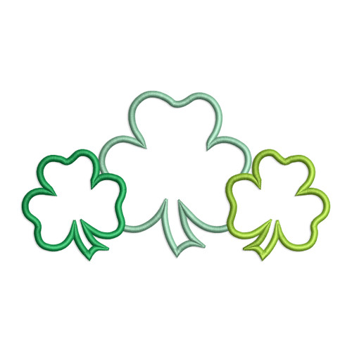 Three Shamrocks Satin Stitch Applique Machine Embroidery Design
