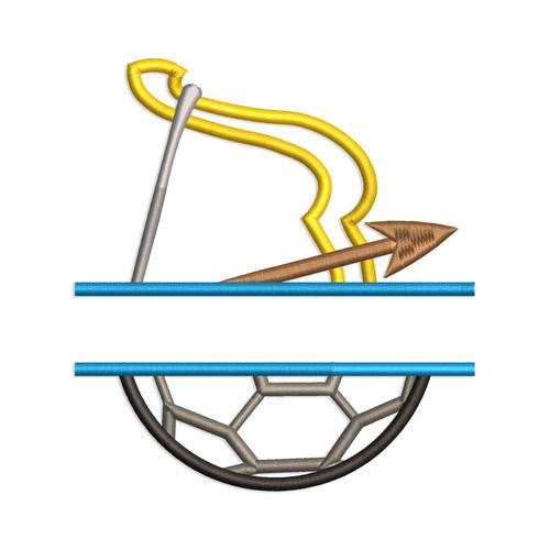 Split Applique Sports Half Archery Half Soccer Machine Embroidery Design