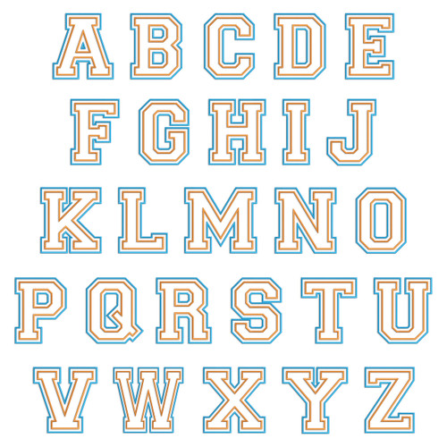 Large Double Applique Varsity (Style 2) Machine Embroidery Alphabet Font