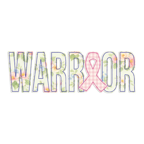 Bean Stitch Warrior w/ Cancer Ribbon Machine Embroidery Design