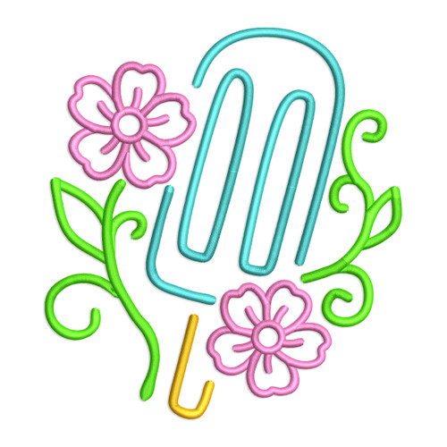 Popsicle with Flowers Machine Embroidery Design