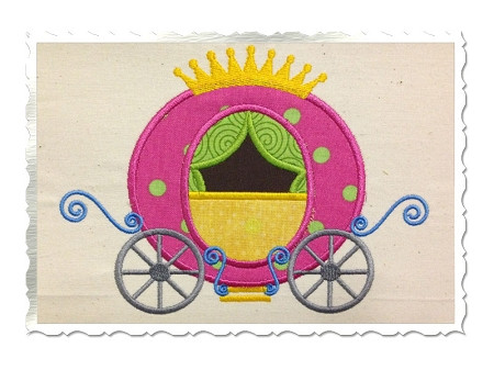 Applique Princess Carriage Machine Embroidery Design