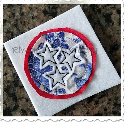 Small Raggy Applique Stars in a Circle Machine Embroidery Design