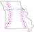 Raggy Applique Missouri with Baseball Stripes Machine Embroidery Design