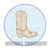Raggy Applique Cowboy Boot In a Circle Machine Embroidery Design