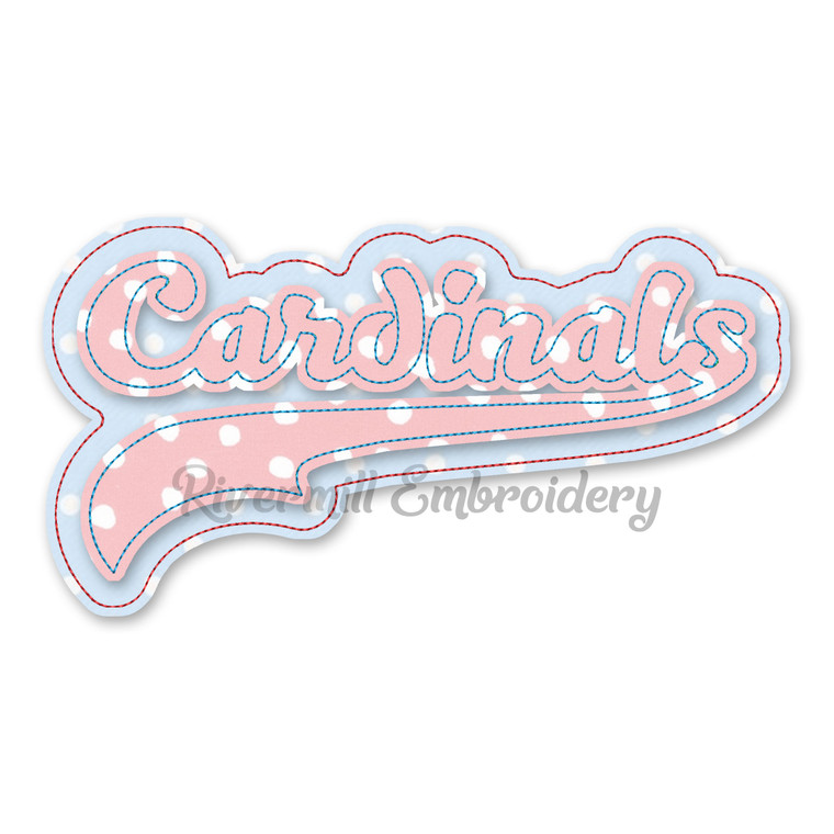 Raggy Double Applique Cardinals Machine Embroidery Design