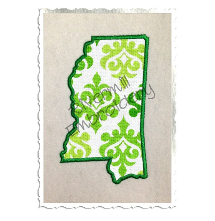 Applique State of Mississippi Machine Embroidery Design