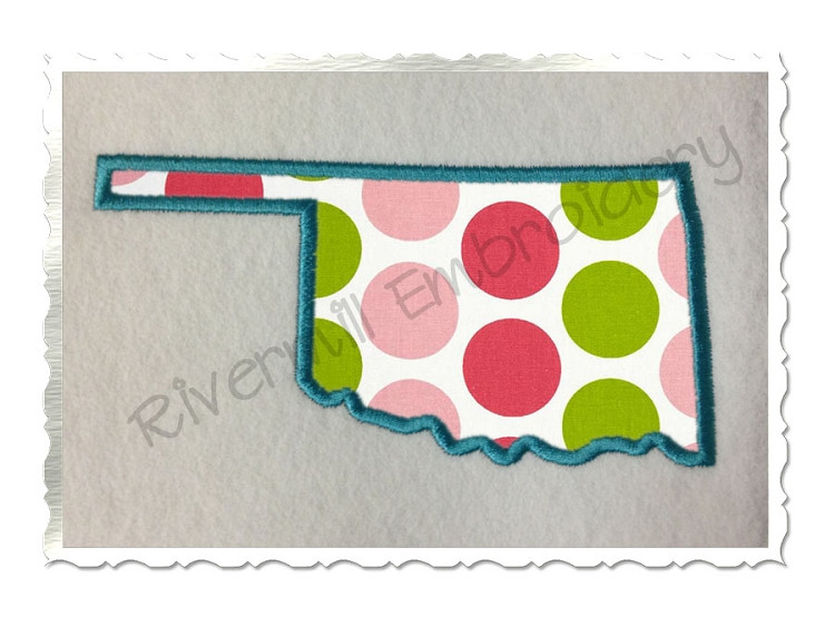 Applique State of Oklahoma Machine Embroidery Design