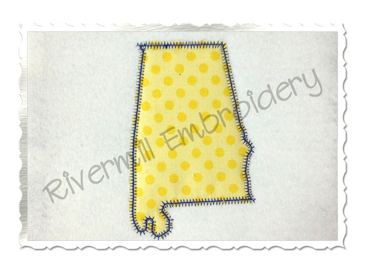 Zig Zag Applique State of Alabama Machine Embroidery Design