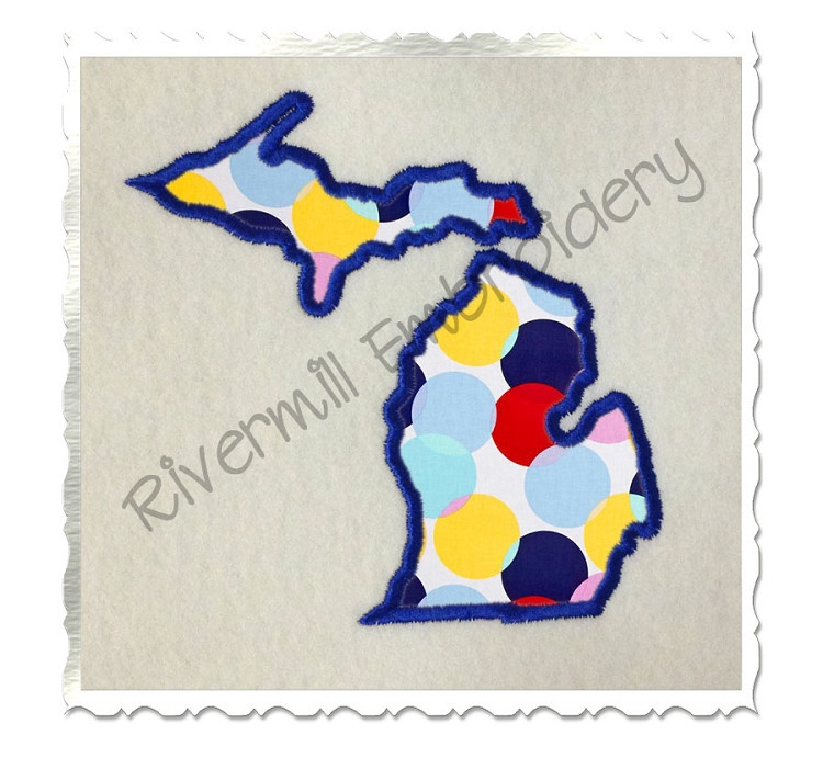 Applique State of Michigan Machine Embroidery Design